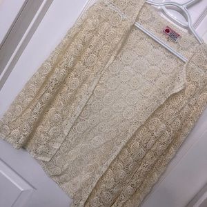 Red Peacock 100% Hand Crocheted Cardigan